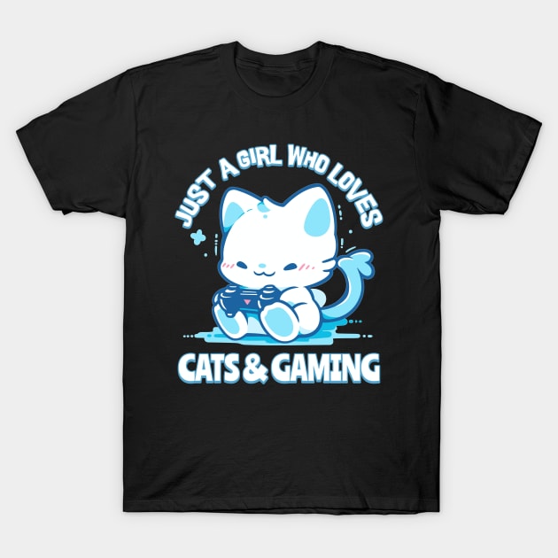 Just a Girl Who Loves Cats & Gaming T-Shirt by BankaiChu